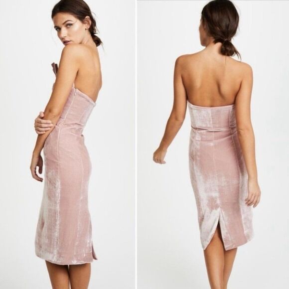 5a7 Cinq a Sept NWT Marceau Strapless Velvet Ruffle Sheath Midi Dress Back Slit - Picture 3 of 12